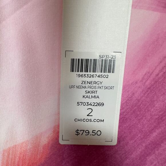 Chico's Zenergy Neema Side Pocket Skort Size 2 Large Pink Geometric NWT! - Picture 6 of 10